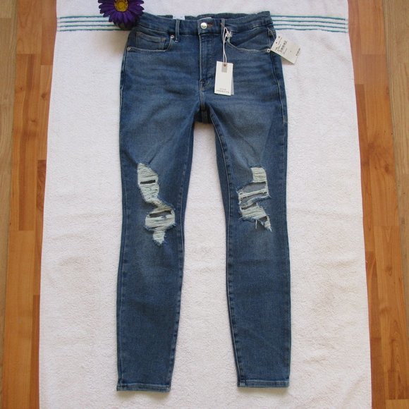 New GOOD AMERICAN Jeans Size 8/29 Distressed Skinny Denim - Picture 6 of 14